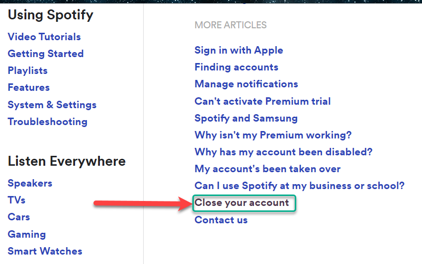 How to delete spotify account