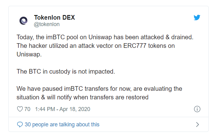 Hackers hit Uniswap and Lendf.me - $25 million cryptocurrency stolen